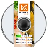 Kadax Glasdeckel, Topfdeckel Ø14 cm, hitzebeständig, mit Dampfloch, und Kunststoffgriff, Universaldeckel für Töpfe & Pfannen, klare Sicht, dicht schließend