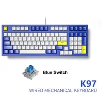 iblancod K97 Gaming-Tastatur, mechanische Tastatur, 97 Tasten, Typ-C-USB-Anschluss, geeignet für Gaming, Zuhause, Büro usw., blaue Schalter, Blau