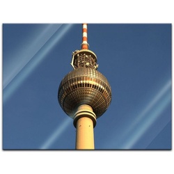 Bilderdepot24 Glasbild, Berliner Fernsehturm bunt 80 cm x 60 cm