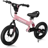Rennmeister Laufrad Pink, ab 3 Jahren Lauflernrad Balance Bike Höhenverstellbar Bremse 12 Zoll rosa