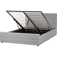 Beliani Doppelbett Grau mit Bettkasten Lattenrost 160x200 cm Chesterfield