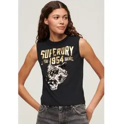 Superdry für Damen. W6011899A Enges T-shirt schwarz (XXS), Lässig, Baumwolle, Ärmellos / Hosenträger