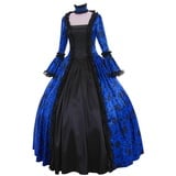 SALUC1A Damen Mittelalter Gothic Kleid Spitze Stickerei Trompetenärmel Bodenlanges Retro Kostüm Gewand Renaissance Viktorianisches Prinzessin Kleidung Gr.34-48 - 42