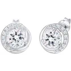 Elli Elli Kolczyki Stecker Kreis Geo Kristalle 925 Silber Ohrringe   Damen 