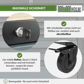Trutzholm Werkstattwagen Star XL bestückt 103x112 cm Stahl Hartholzarbeitsplatte 12 Schubladen