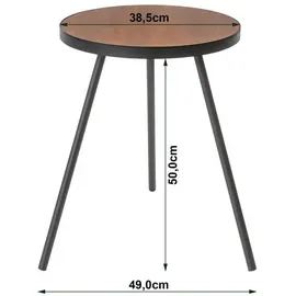 Yamazaki Beistelltisch, schwarz, Metall, Echtholz, Rundform,Rund,Rund, 49x50x49 cm,