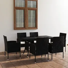 vidaXL Polyrattan Garten-Essgruppe 7-tlg. schwarz 3059419