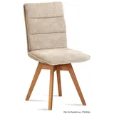 58 aufm Kessel Esszimmerstuhl Küchenstuhl drehbar (2er-Set) Dorle 47x92x60 Eiche geölt/Espresso (Lieferung bis Verwendungsstelle, 2 St), Stabiles Gestell aus Massivholz pflegeleichter Bezug aus Microfaser beige