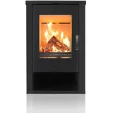 Verso - Holzofen Theia – 9 Kw – Schwarze Seitenwände Und Zeitgenössisches Design – Energieklasse A