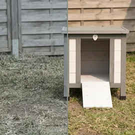 MuCoLa Katzenhaus Weiß/grau Katzenhütte Outdoor Katzenhöhle Wurfkiste Holz Katzen Haus