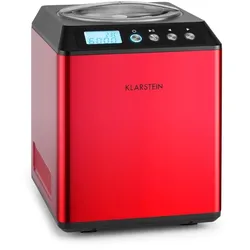 Klarstein Vanilla Sky Eiscreme-Maschine Kompressor 2l 180W Edelstahl rotRot-Metallic