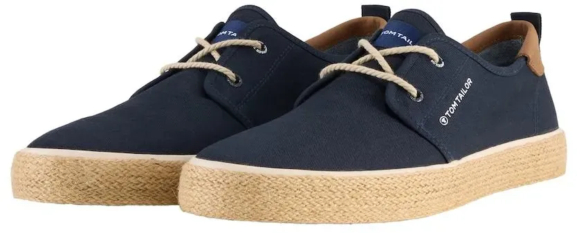 TOM TAILOR Herren Schnürschuhe mit Bastsohle, blau, Uni, Gr. 41