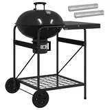 vidaXL Holzkohlegrill mit Räuchertuben 91 x 71 x 107 cm schwarz