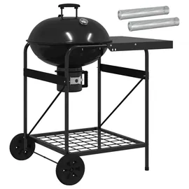 vidaXL Holzkohlegrill mit Räuchertuben 91 x 71 x 107 cm schwarz