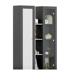xonox.home Aufsatzvitrine 102 x 141 x 27 cm Weiß/Grau