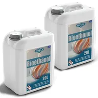 Bioethanol 96,6% 40L | Bio Alkohol 96,6% 2x20L | Bioethanol für Kamin, Tischkamin, Bioethanol Kamin | Bioethanol Geruchlos | Saubere Verbrennung, ...