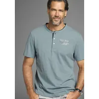 MAN'S WORLD Henleyshirt, mit Stehkragen-Optik und funktionaler Knopfleiste, blau