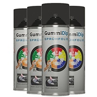 Gummi Dip Sprühfolie 12000001 Flüssiggummi Spray 4er Set, 4x400 ml, schwarz glänzend