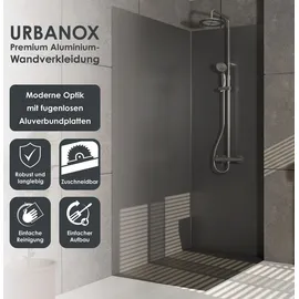 Marwell Wandpaneel fugenlos wasserdicht Marwell Urbanox Aluverbundplatte grau 120x210 cm Duschrückwand & Küchenrückwand - Grau