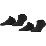 Esprit Damen Sneakersocken Uni 2-Pack W SN Baumwolle kurz einfarbig 2 Paar, Schwarz 35-38