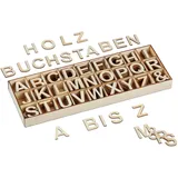 Relaxdays Holzbuchstaben Set, 324 TLG, Großbuchstaben A-Z, &-Zeichen, 3 cm, kleine Buchstaben zum Basteln, Deko, Natur