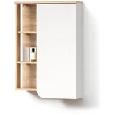 livinity® Badschrank, Sonoma Eiche, Weiß, 6 Fächer, Rechteckig, 50x75x20 cm, Badezimmer, Badezimmerschränke, Hängeschränke