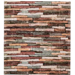 Relaxdays Wandpaneele, 10er Set, selbstklebend, zuschneidbar, 3D Paneele, Wandverkleidung Steinoptik, PE, 77x70 cm, bunt
