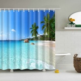 Duschvorhang 120x180 Meereslandschaft Duschrollo Wasserabweisend Anti-Schimmel mit 8 Duschvorhangringen, 3D Bedrucktshower Shower Curtains, für Duschrollo für Badewanne Dusche