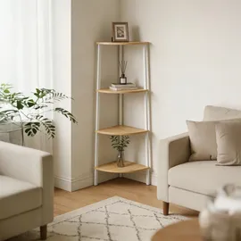Relaxdays Eckregal 44,5 x 31,5 x 125 cm Natur/Weiß