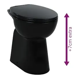 vidaXL Hohe Spülrandlose Toilette Soft-Close 7cm Höher Keramik Schwarz
