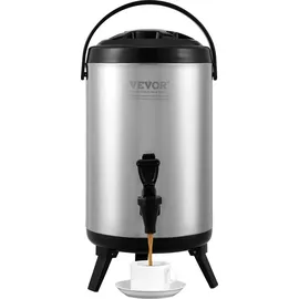 Vevor Heiß- und Kaltgetränkespender Getränkespender 7,6 L, Edelstahl Heiß- und Kaltwasserbrunnen Getränkespender mit Zapfen & Tragegriff für Kaffee, Wasser, Saft Isolierkanne für Cafés, Bars