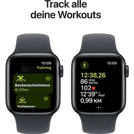 Apple Watch SE 2024 GPS 40 mm Aluminiumgehäuse Mitternacht, Sportarmband Mitternacht S/M