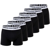 JACK&JONES Herren Boxer Shorts, 6er Pack - SENSE TRUNKS, Baumwoll-Stretch Schwarz/Weiß M