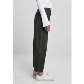 URBAN CLASSICS High Waist Wide Leg Cropped Denim Pants black washed -
