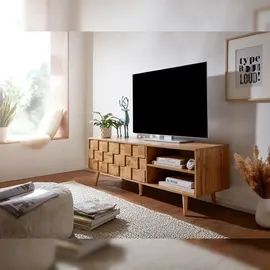 FineBuy Lowboard Holz Eiche Dekor Design Front mit 2 Türen Fernsehschrank