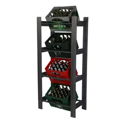 PROREGAL Getränkekistenregal PINEPEAK | HxBxT 149x70x38,8cm | für 4 Kisten | Kiefernholz | Grau | Holzregal Küchenregal