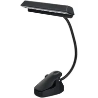 Showlite LED-Notenpultleuchte mit 9-LEDs in Reihe (Batterie-, Netz- oder USB-Betrieb, Klemmlampe, Standleuchte, Schwanenhals Lampe, Leuchtdioden) schwarz