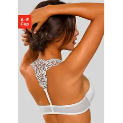 Push-up-BH LASCANA "Melissa", Damen, Gr. 80, Cup B, beige (creme), Microtouch, Spitze, Obermaterial: 60% Polyamid, 35% Polyester, 5% Elasthan, feminin, BHs, mit Vorderverschluss & Spitzenrücken aus Stickerei, Dessous