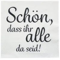 Cepewa 40 Party Servietten Sprüche Schön, DASS Ihr alle