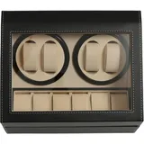 Automatischer Uhrenbeweger, obere automatische Uhrenbox, Box für 4+6 Uhren, Premium-Uhrenbox, zum Aufbewahren von Uhren und anderen kleinen Gegenständen, Schwarz