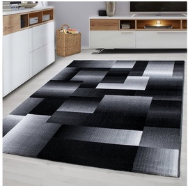 Homtex Teppich modern Designer Wohnzimmer Abstrakt Kariert Muster Schwarz Grau Weiß