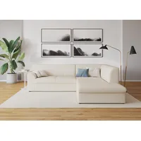 Ecksofa DOMO COLLECTION "Topper L-Form" Sofas Gr. B/H/T: 237cm x 78cm x 200cm, Kunstleder SOFTLUX, Ottomane rechts, Ohne Bettfunktion, beige (creme) mit Ottomane, wahlweise Schlaffunktion