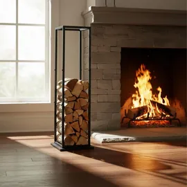 Relaxdays Kaminholzregal Metall 35 x 35 x 121 cm Schwarz