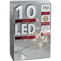 HTL LED Lichterkette Batterie warmweiß Timer transparentes Kabel