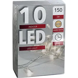 HTL LED Lichterkette Batterie warmweiß Timer transparentes Kabel