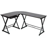 Svita Eckschreibtisch Nussbaum-Optik schwarze Metall-Beine Computertisch Tisch