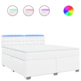 vidaXL Boxspringbett mit Matratze Weiß 180x200 cm Kunstleder