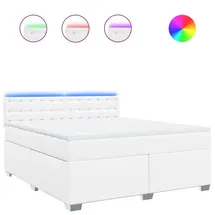 vidaXL Boxspringbett mit Matratze Weiß 180x200 cm Kunstleder