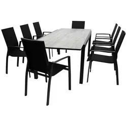 Gartentischgruppe modern mit acht Sitzplätzen hoher Lehne (neunteilig)