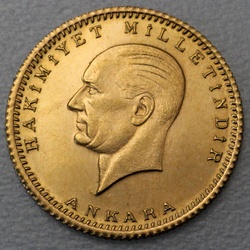 Goldmünze 50 Piaster Atatürk/Inonu (Türkei)